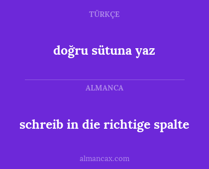 schreib in die richtige spalte - doğru sütuna yaz