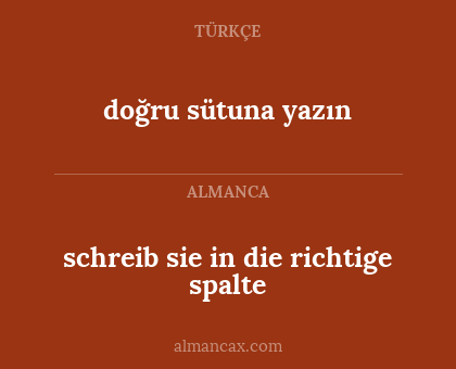 doğru sütuna yazın - schreib sie in die richtige spalte