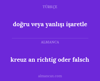 kreuz an richtig oder falsch - doğru veya yanlışı işaretle