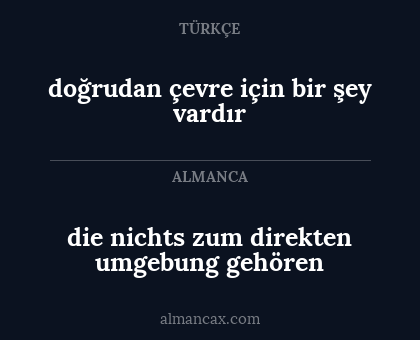 doğrudan çevre için bir şey vardır - die nichts zum direkten umgebung gehören