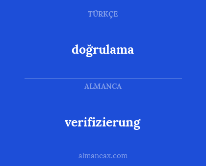 verifizierung - doğrulama