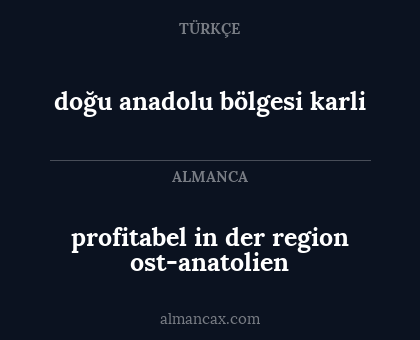 doğu anadolu bölgesi karli - profitabel in der region ost-anatolien