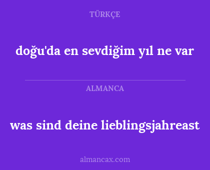 doğu'da en sevdiğim yıl ne var - was sind deine lieblingsjahreast