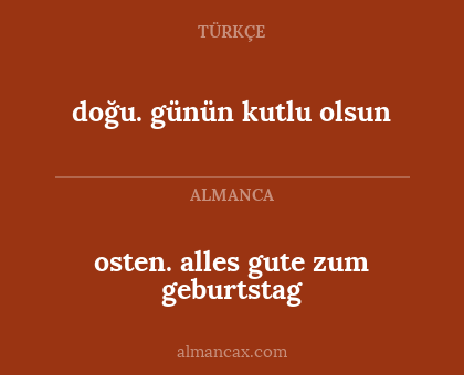 doğu. günün kutlu olsun - osten. alles gute zum geburtstag