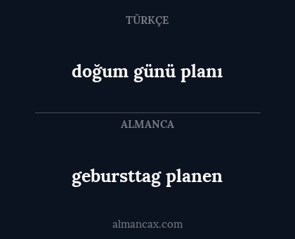 doğum günü planı - gebursttag planen