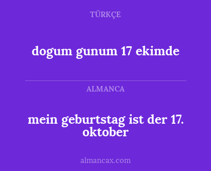 mein geburtstag ist der 17. oktober - dogum gunum 17 ekimde