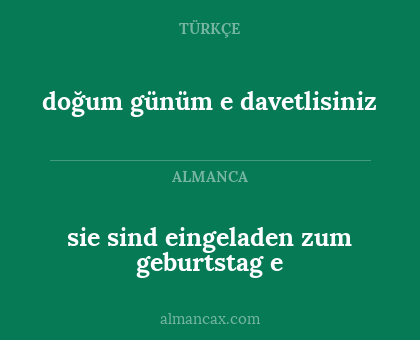 doğum günüm e davetlisiniz - sie sind eingeladen zum geburtstag e