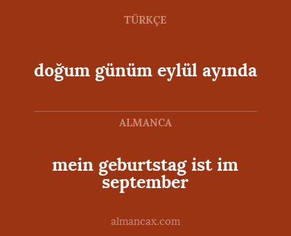 mein geburtstag ist im september - doğum günüm eylül ayında