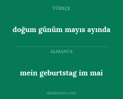 doğum günüm mayıs ayında - mein geburtstag im mai