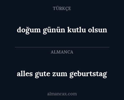 doğum günün kutlu olsun - alles gute zum geburtstag