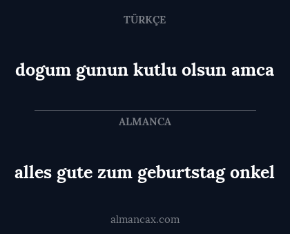 alles gute zum geburtstag onkel - dogum gunun kutlu olsun amca