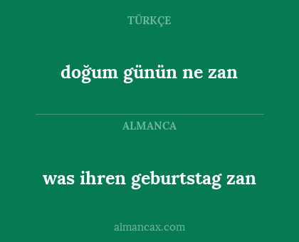 was ihren geburtstag zan - doğum günün ne zan