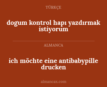 ich möchte eine antibabypille drucken - dogum kontrol hapı yazdırmak istiyorum
