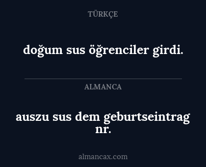 doğum sus öğrenciler girdi. - auszu sus dem geburtseintrag nr.