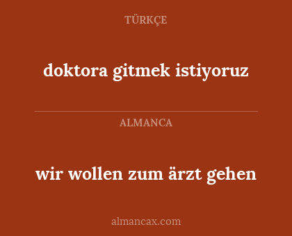 wir wollen zum ärzt gehen - doktora gitmek istiyoruz