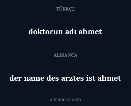 der name des arztes ist ahmet - doktorun adı ahmet