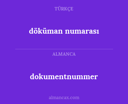 döküman numarası - dokumentnummer