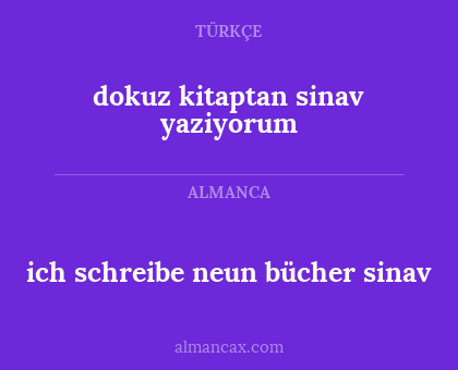 dokuz kitaptan sinav yaziyorum - ich schreibe neun bücher sinav
