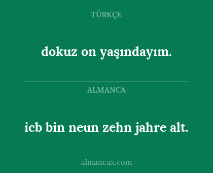 icb bin neun zehn jahre alt. - dokuz on yaşındayım.