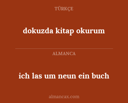 ich las um neun ein buch - dokuzda kitap okurum