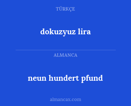 dokuzyuz lira - neun hundert pfund