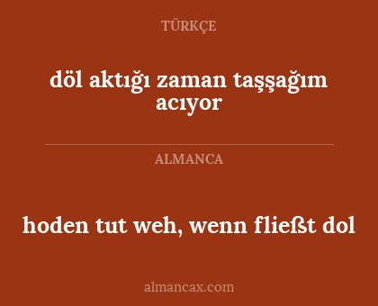 döl aktığı zaman taşşağım acıyor - hoden tut weh, wenn fließt dol