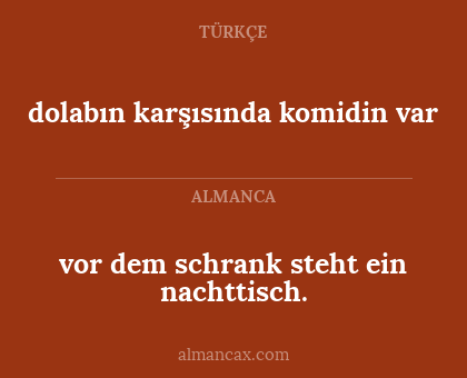 vor dem schrank steht ein nachttisch. - dolabın karşısında komidin var