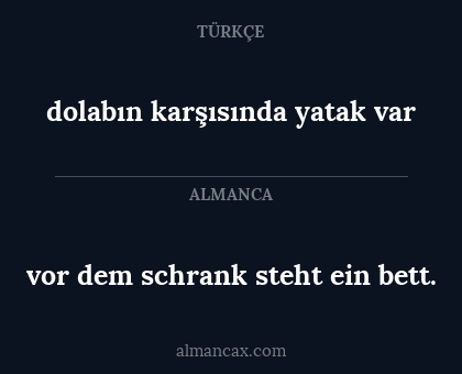 dolabın karşısında yatak var - vor dem schrank steht ein bett.