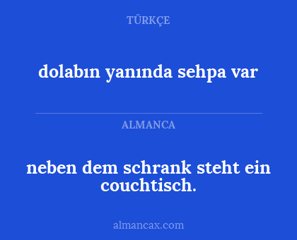 dolabın yanında sehpa var - neben dem schrank steht ein couchtisch.