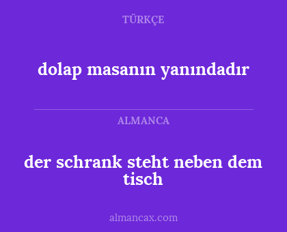 dolap masanın yanındadır - der schrank steht neben dem tisch