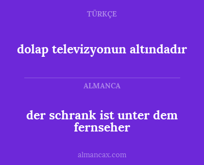 der schrank ist unter dem fernseher - dolap televizyonun altındadır