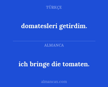 domatesleri getirdim. - ich bringe die tomaten.