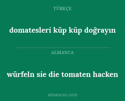 domatesleri küp küp doğrayın - würfeln sie die tomaten hacken