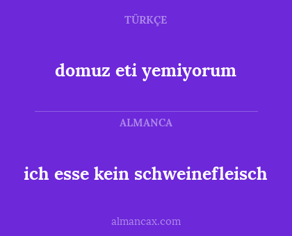 domuz eti yemiyorum - ich esse kein schweinefleisch