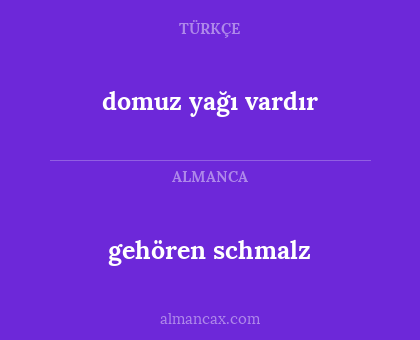 domuz yağı vardır - gehören schmalz