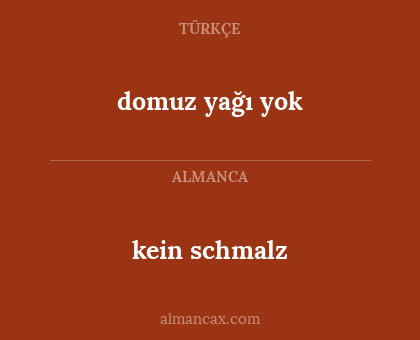 kein schmalz - domuz yağı yok