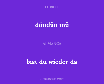 bist du wieder da - döndün mü