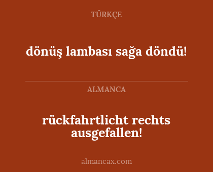 rückfahrtlicht rechts ausgefallen! - dönüş lambası sağa döndü!