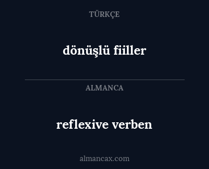 dönüşlü fiiller - reflexive verben