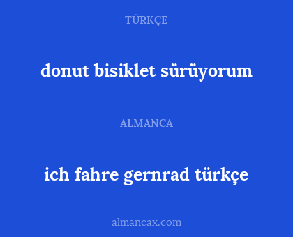 donut bisiklet sürüyorum - ich fahre gernrad türkçe