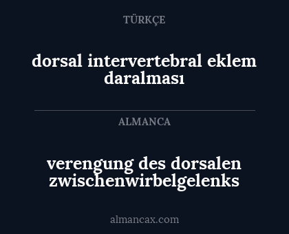 verengung des dorsalen zwischenwirbelgelenks - dorsal intervertebral eklem daralması