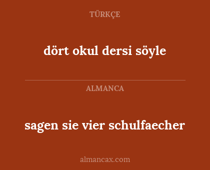 sagen sie vier schulfaecher - dört okul dersi söyle