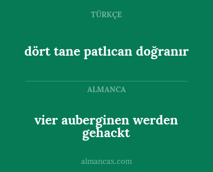 vier auberginen werden gehackt - dört tane patlıcan doğranır