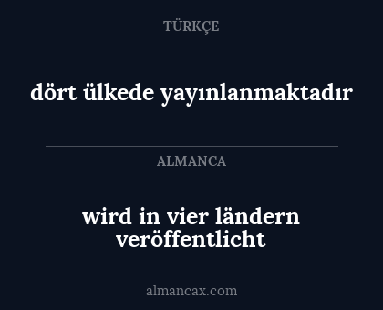 wird in vier ländern veröffentlicht - dört ülkede yayınlanmaktadır
