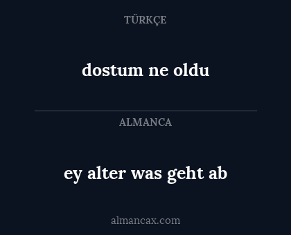 ey alter was geht ab - dostum ne oldu