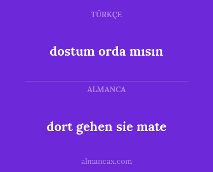 dort gehen sie mate - dostum orda mısın