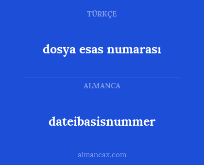 dosya esas numarası - dateibasisnummer