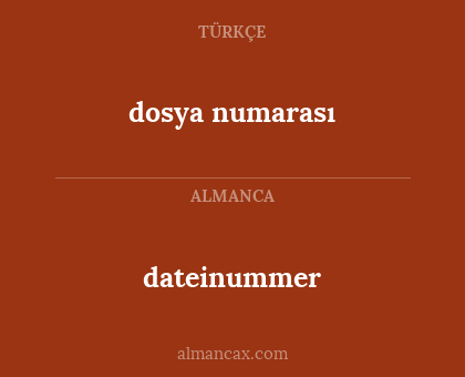 dateinummer - dosya numarası