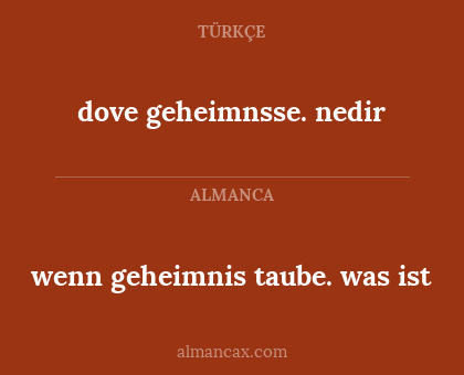 wenn geheimnis taube. was ist - dove geheimnsse. nedir