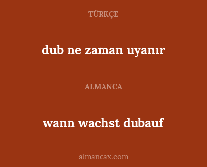 wann wachst dubauf - dub ne zaman uyanır